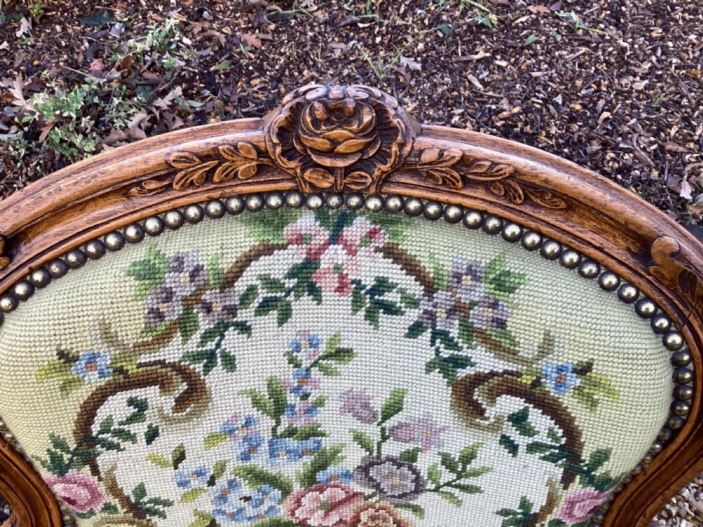 Antique French walnut side chair View X
