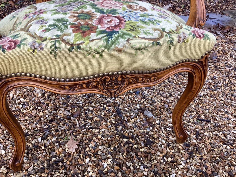 Antique French walnut side chair View XI