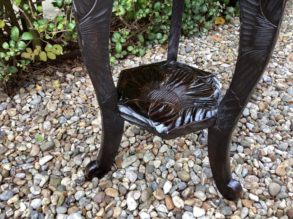 Antique Liberty Japanese carved side table View IV