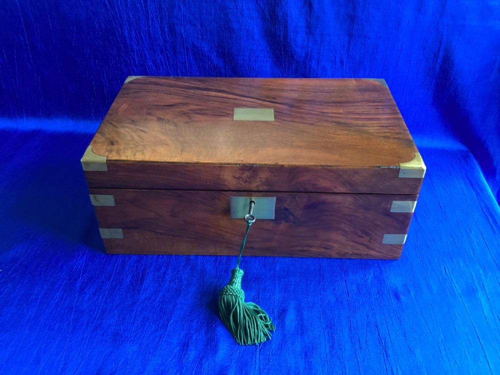 Victorian walnut brass bound writing slope
