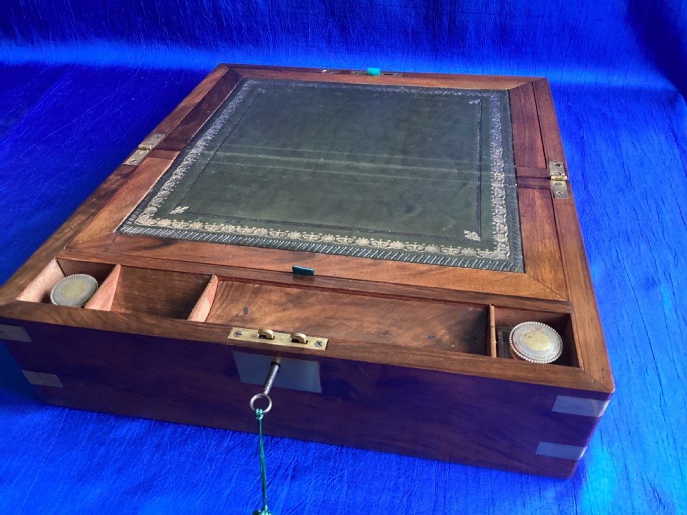 Victorian walnut brass bound writing slope View IV