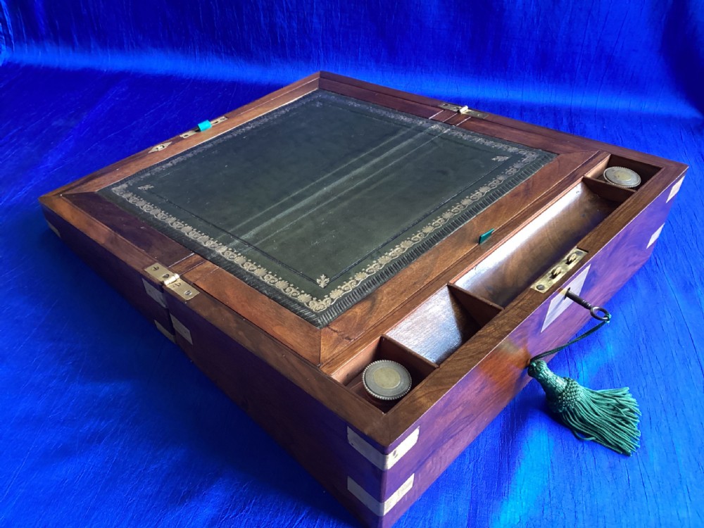Victorian walnut brass bound writing slope View V