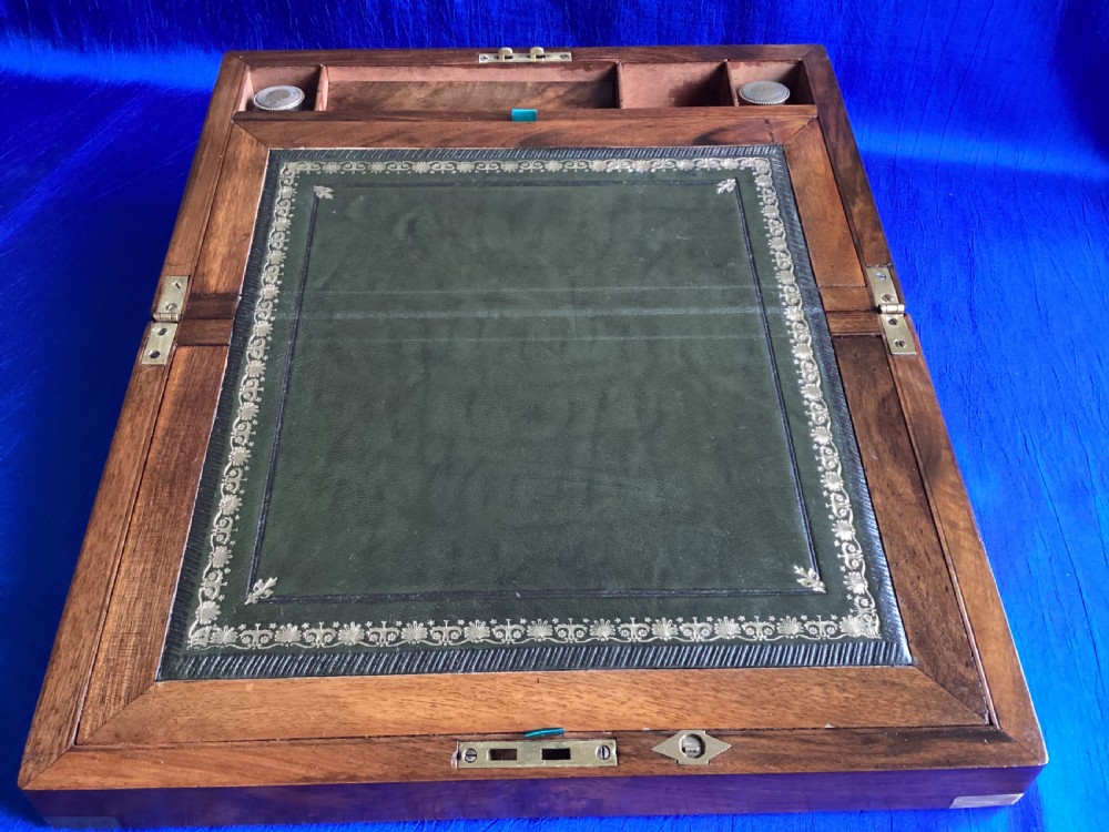 Victorian walnut brass bound writing slope View VI