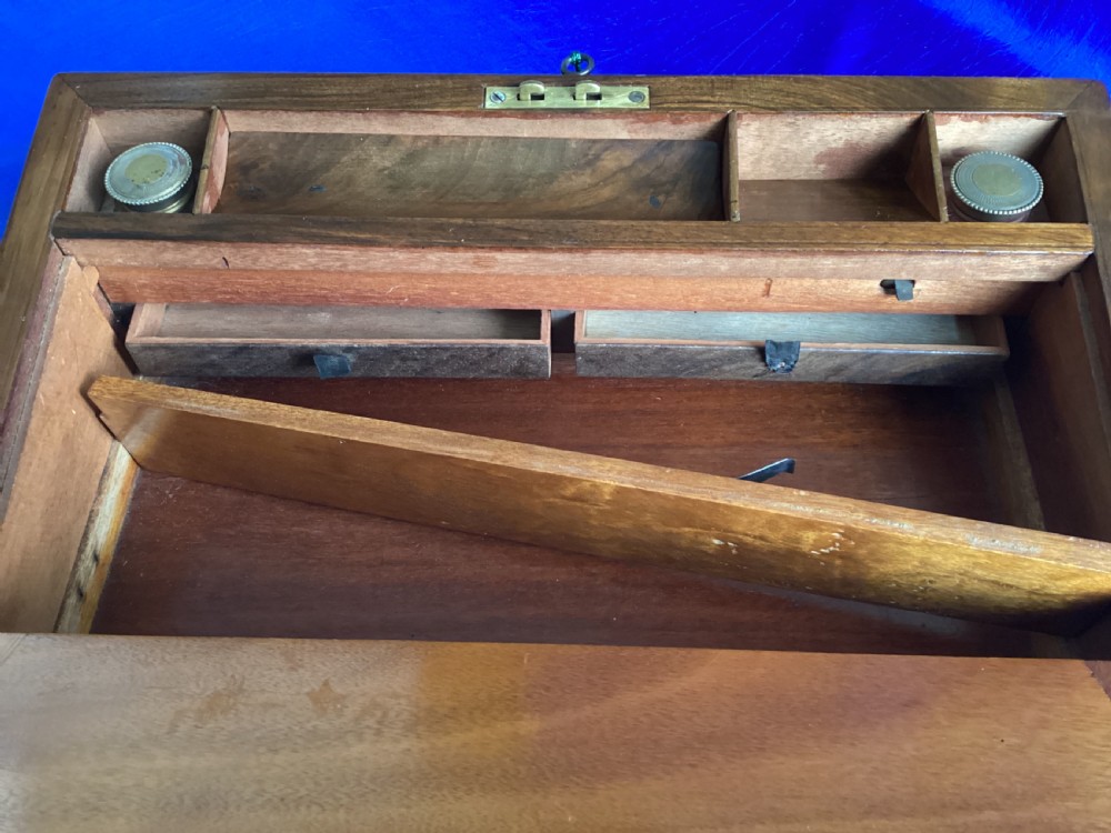 Victorian walnut brass bound writing slope View VII