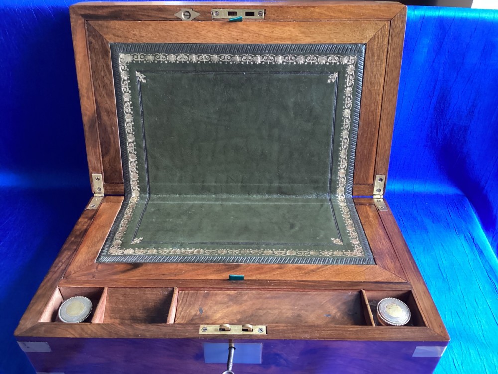 Victorian walnut brass bound writing slope View VIII