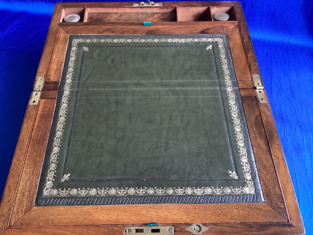 Victorian walnut brass bound writing slope View IX