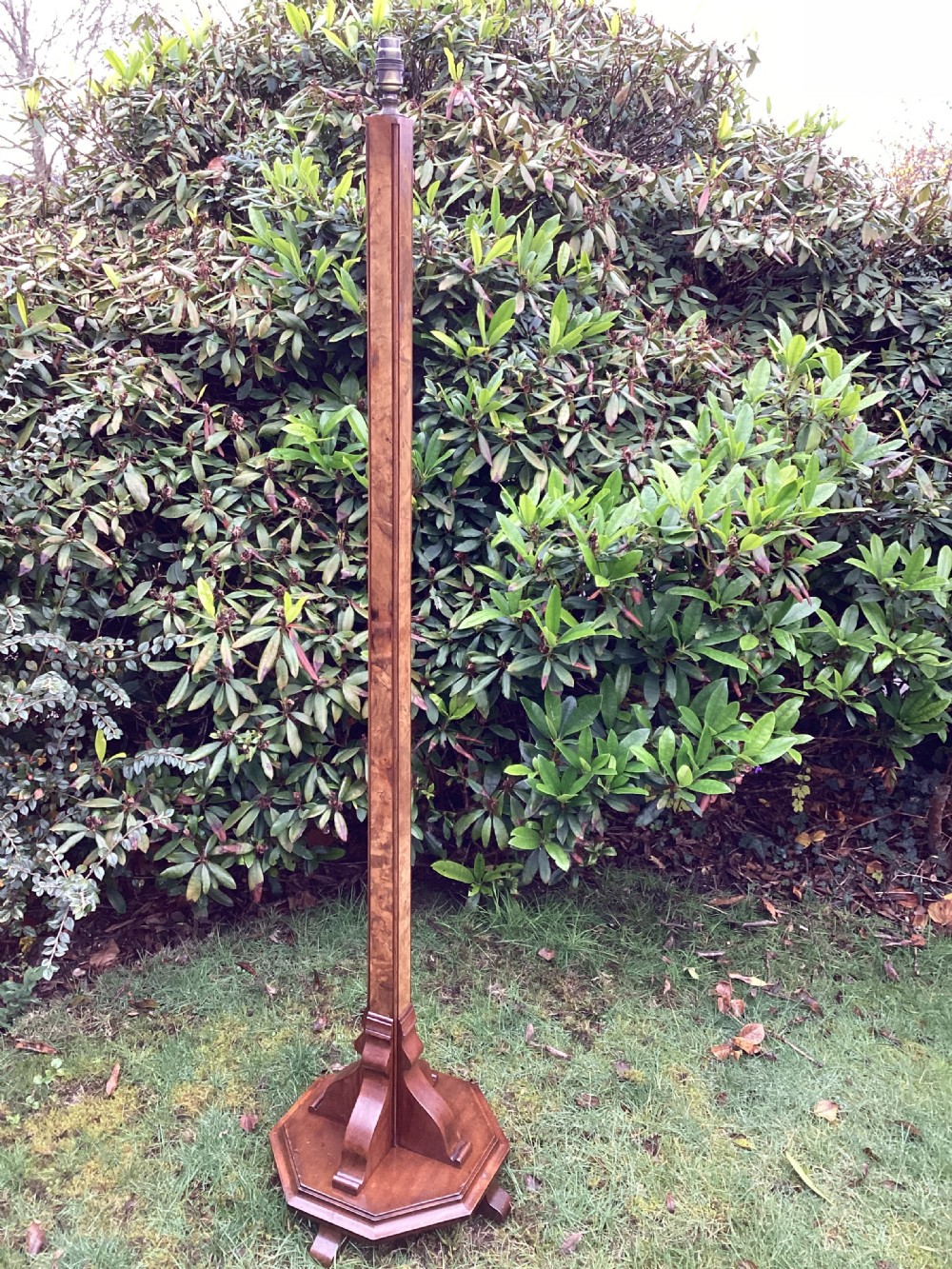 Antique Art Deco Walnut standard lamp
