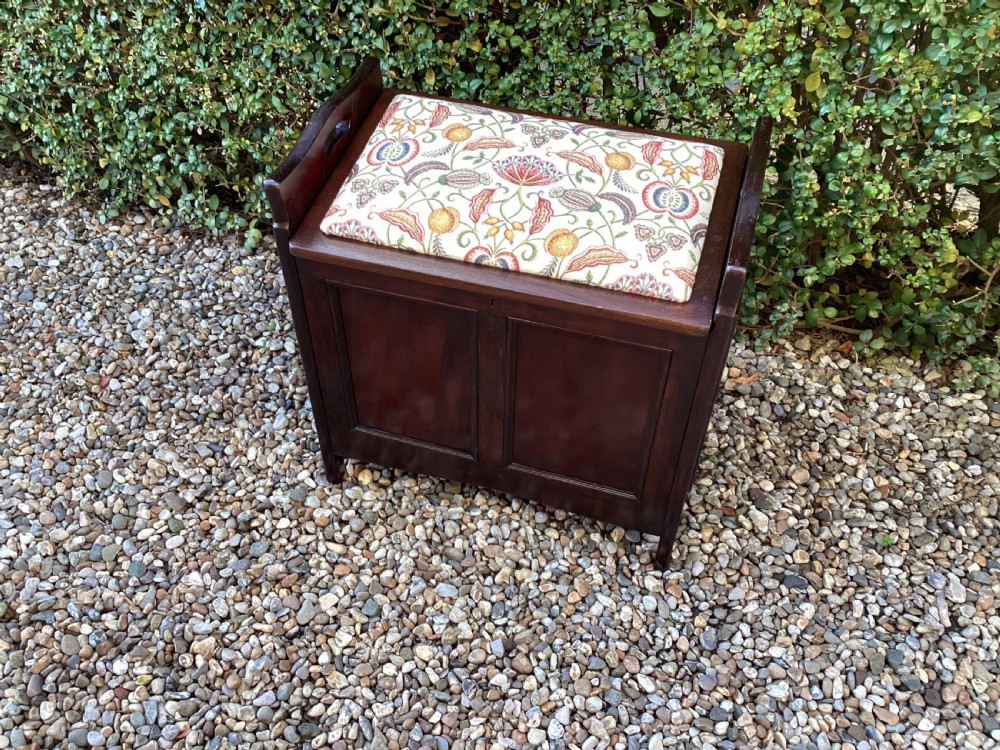 Edwardian mahogany piano stool  View III