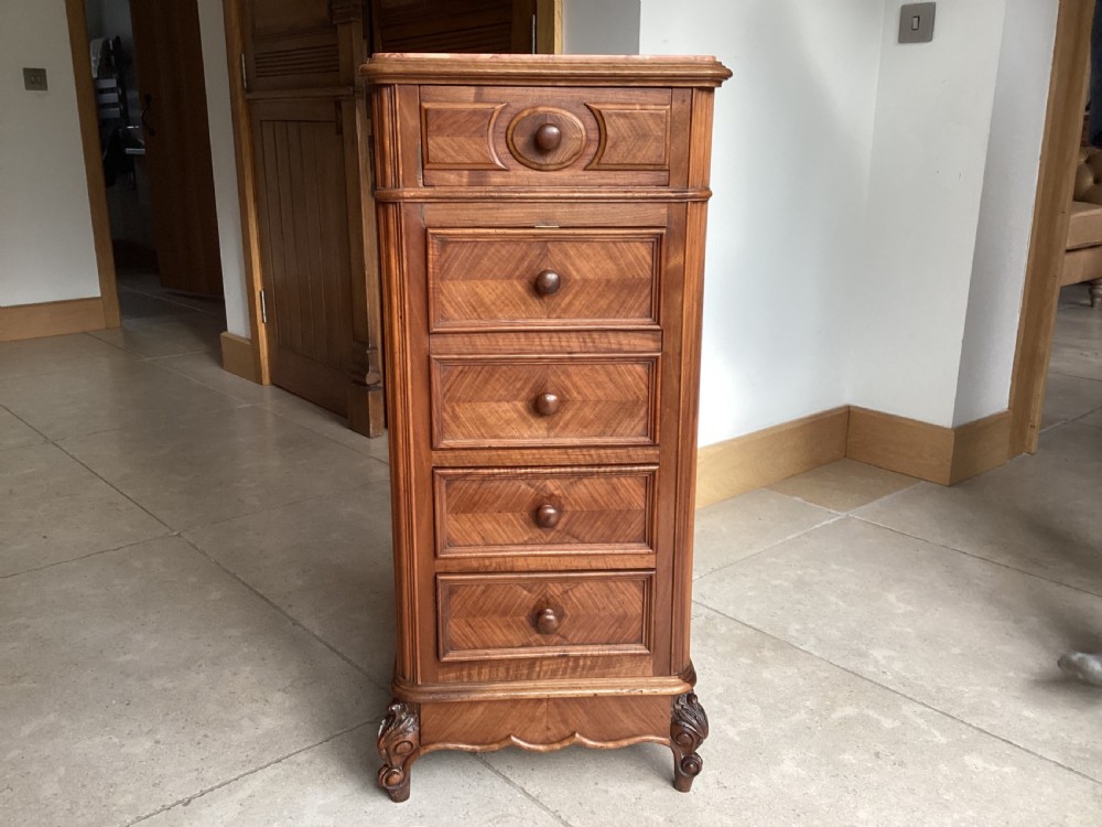 Antique French walnut bedside cabinet