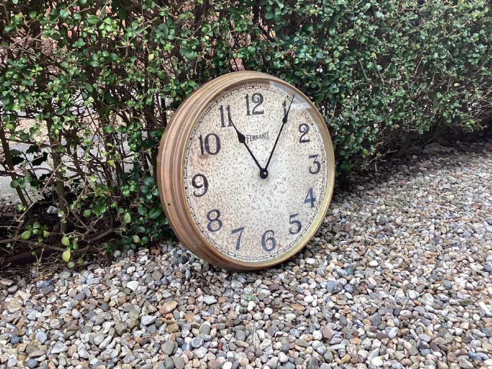 Antique brass large Ferranti factory clock View II
