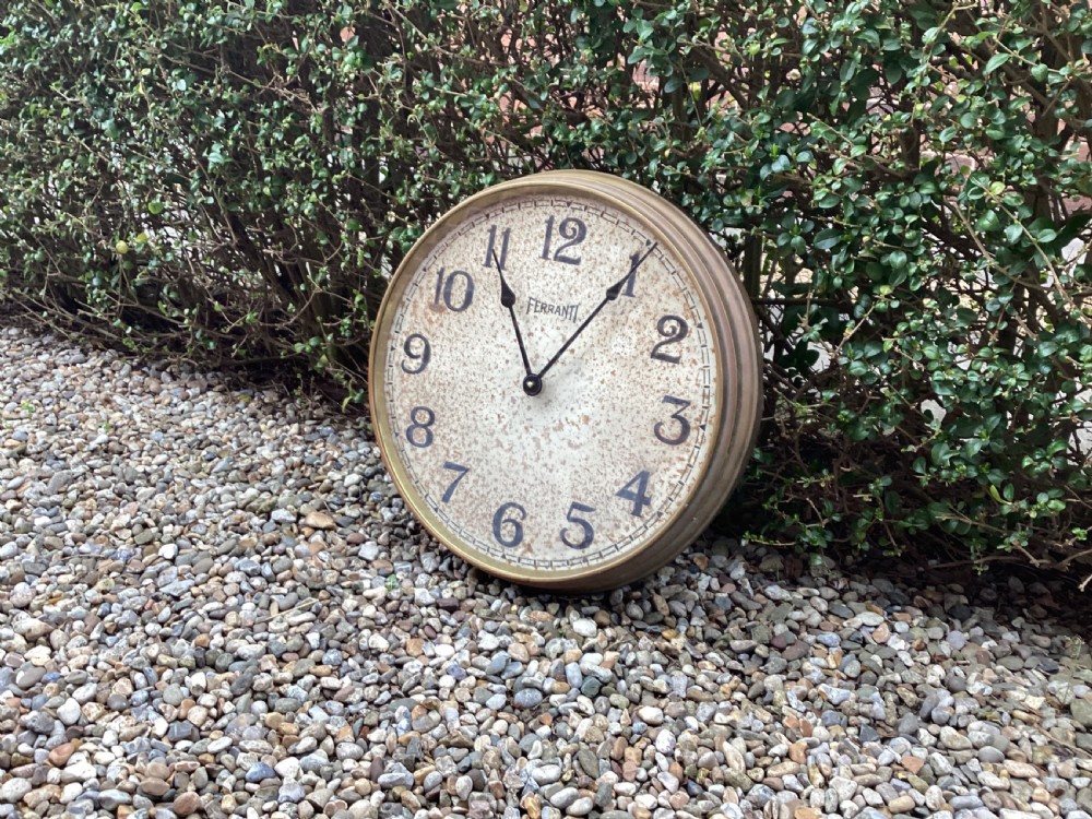 Antique brass large Ferranti factory clock View III