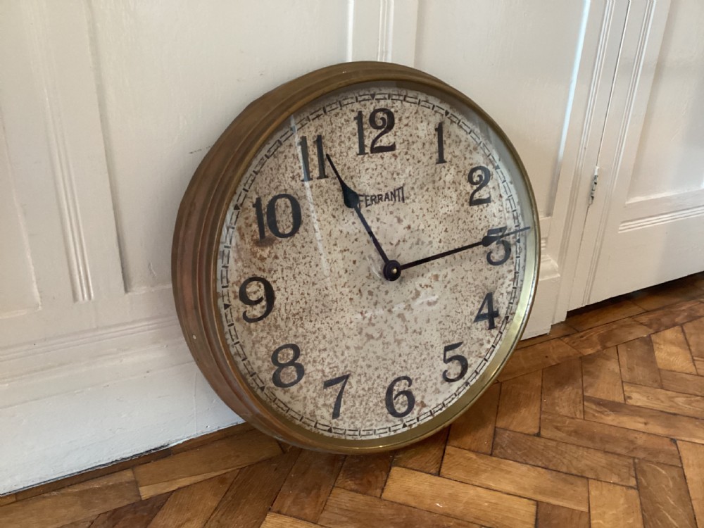 Antique brass large Ferranti factory clock View VI