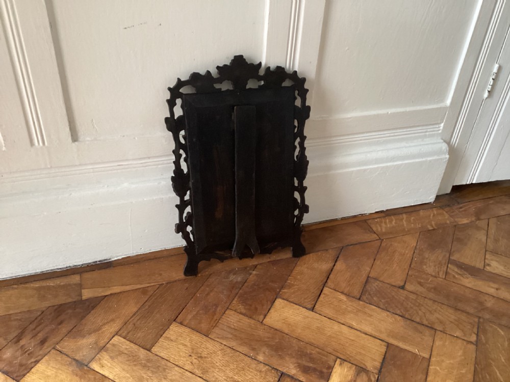Antique Black Forest carved vanity easel mirror View IV