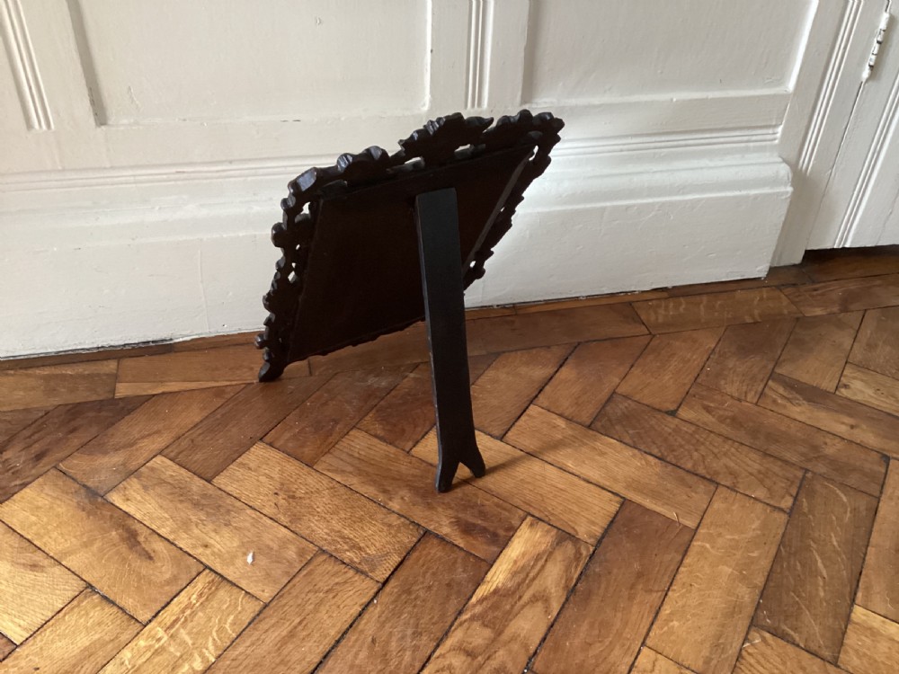 Antique Black Forest carved vanity easel mirror View V