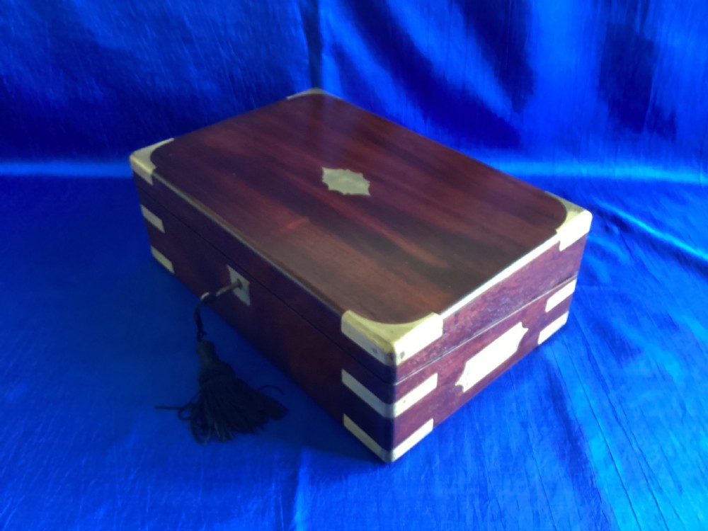 Victorian mahogany campaign brass bound writing slope View II