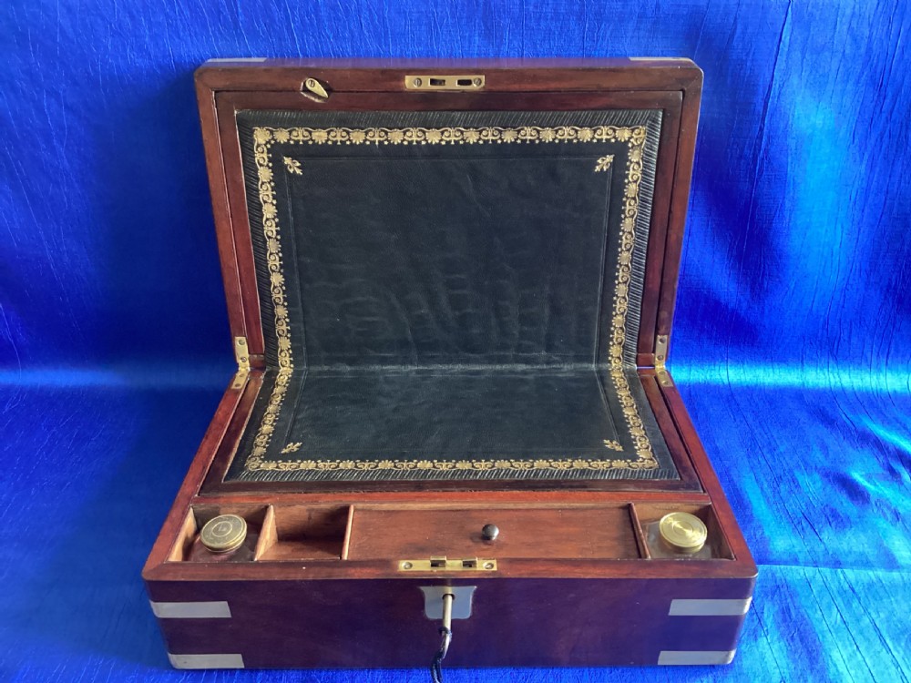 Victorian mahogany campaign brass bound writing slope View III