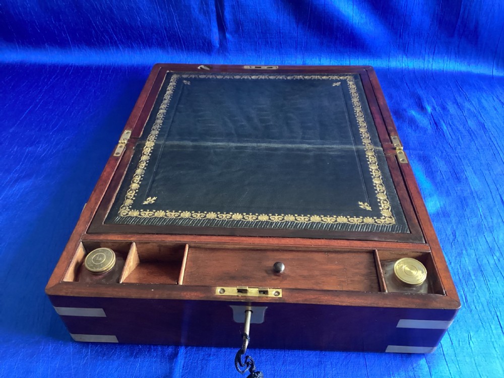 Victorian mahogany campaign brass bound writing slope View IV