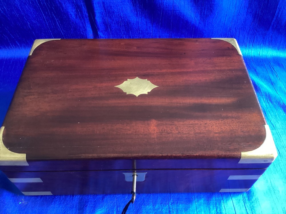 Victorian mahogany campaign brass bound writing slope View V