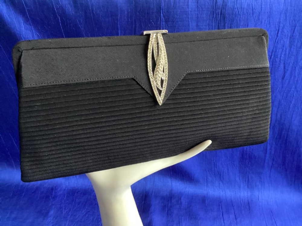 Antique Art Deco black silk evening bag View III
