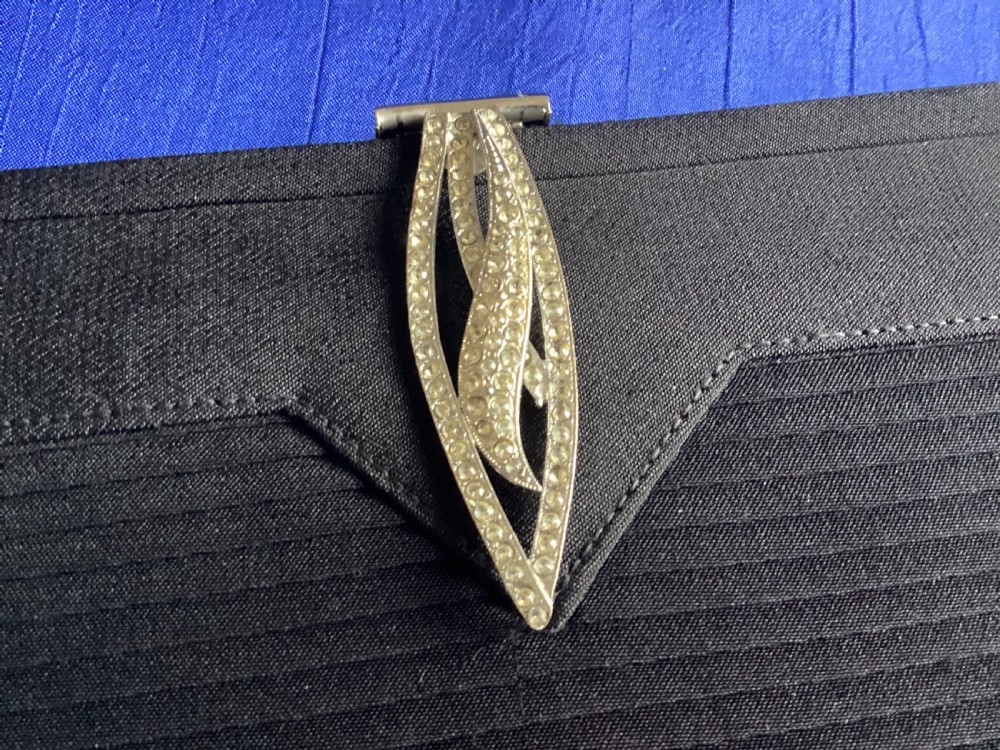 Antique Art Deco black silk evening bag View VI