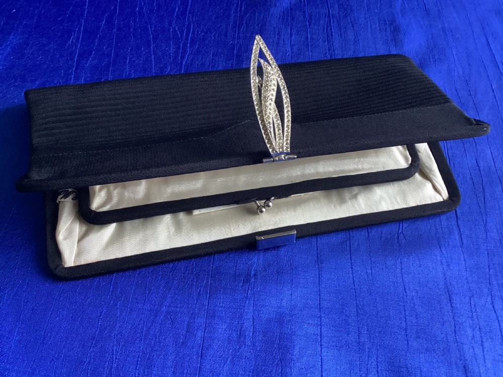 Antique Art Deco black silk evening bag View VIII