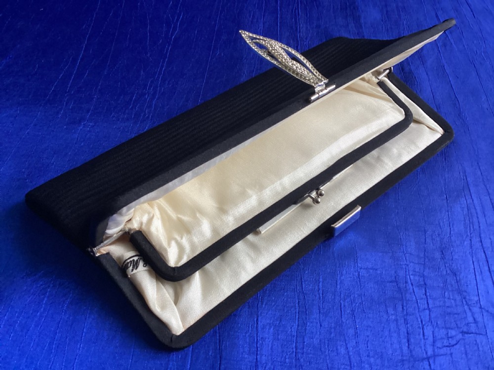Antique Art Deco black silk evening bag View IX