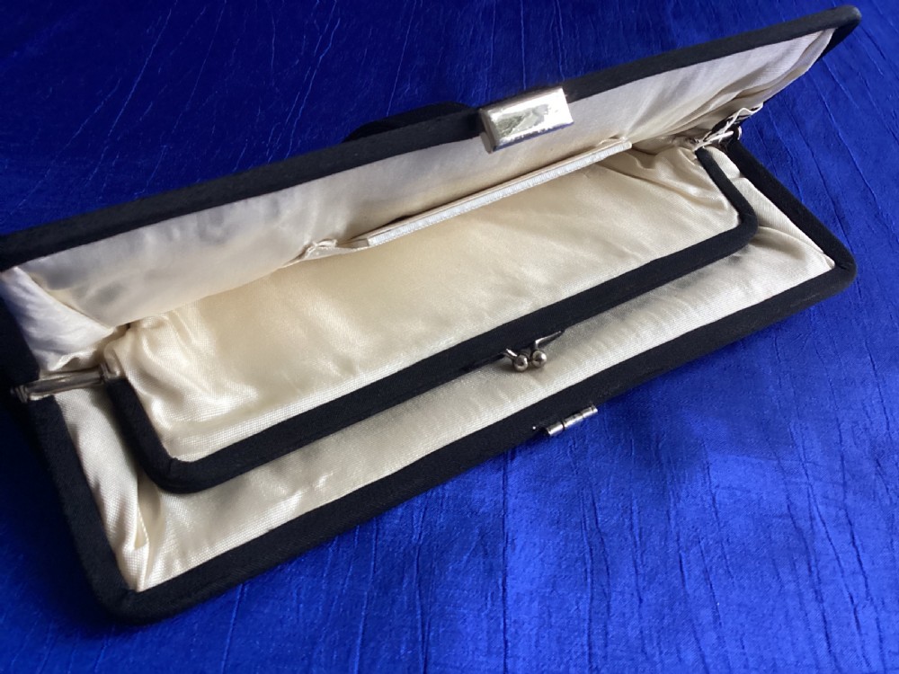 Antique Art Deco black silk evening bag View X