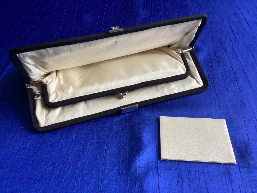 Antique Art Deco black silk evening bag View XII