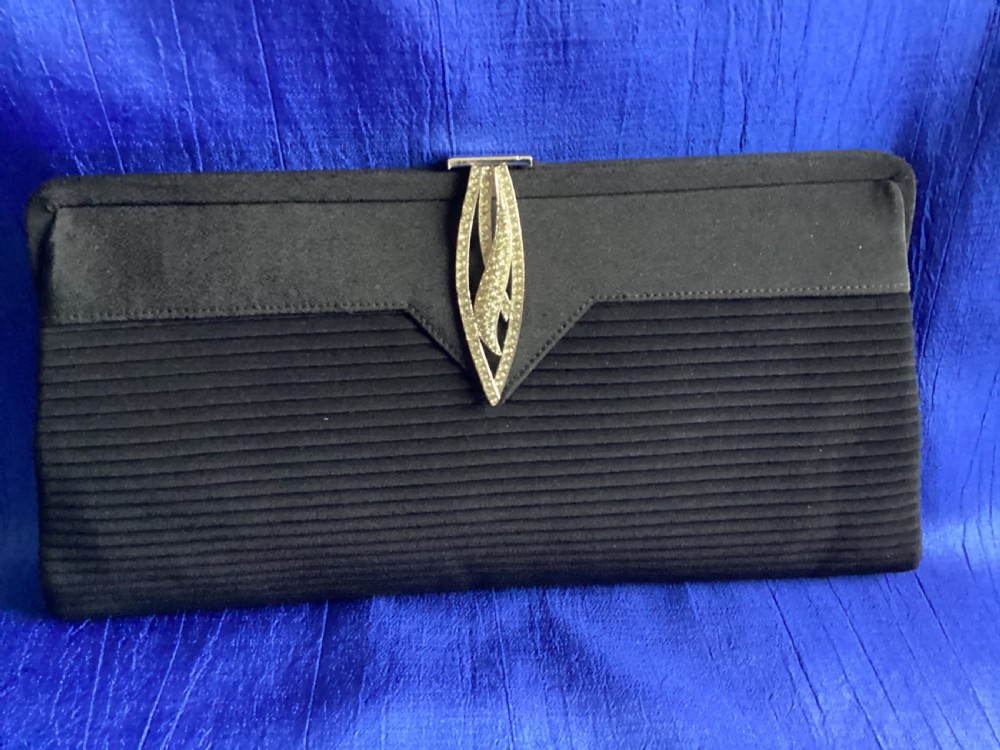 Antique Art Deco black silk evening bag View XVI