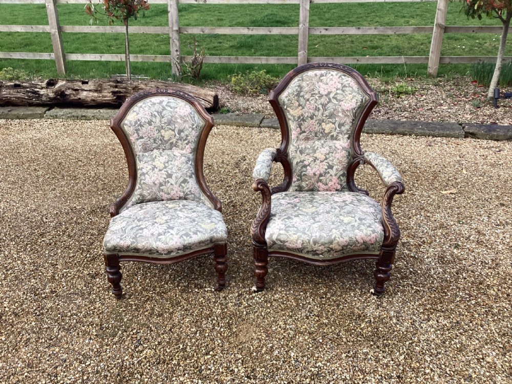 A Victorian walnut parlour suite View II