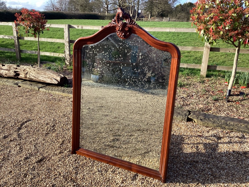 Antique French mahogany over mantle mirror View II