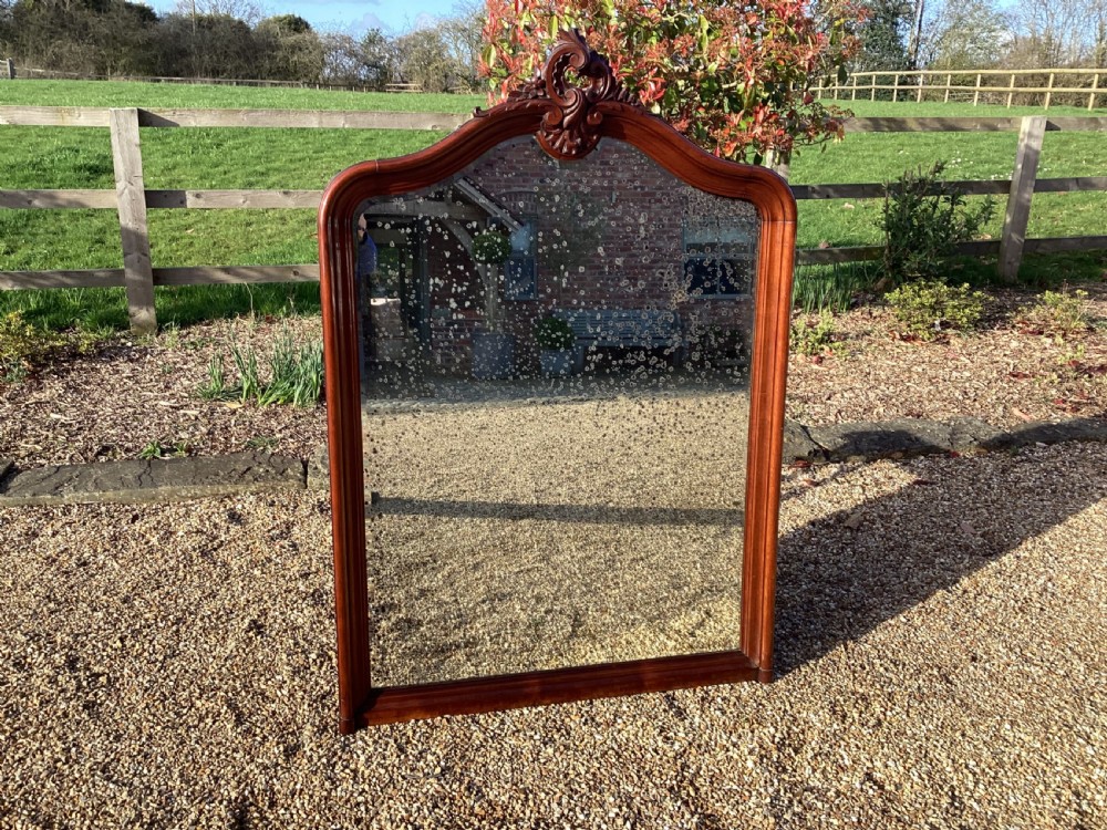 Antique French mahogany over mantle mirror View III