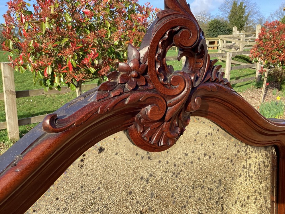 Antique French mahogany over mantle mirror View IV