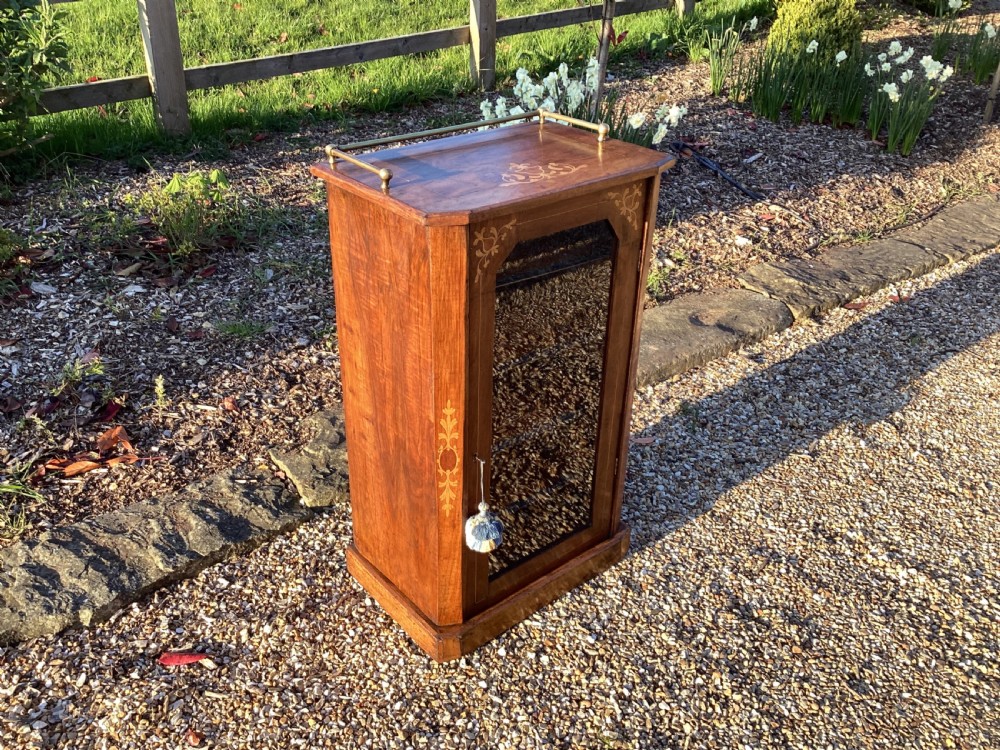 Victorian burr walnut music cabinet View II