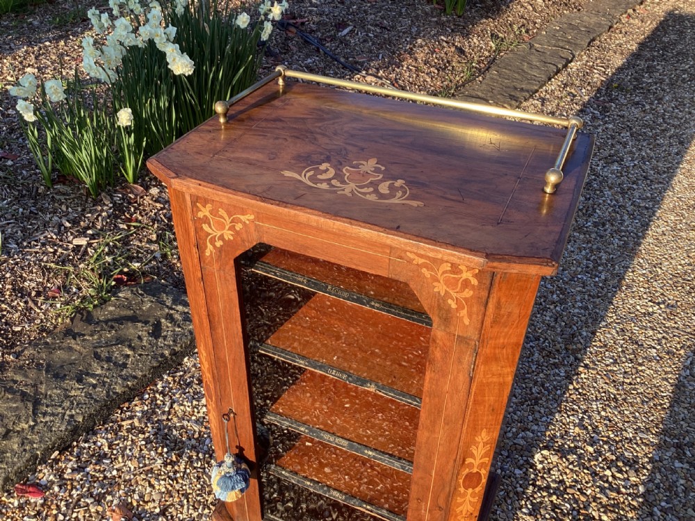 Victorian burr walnut music cabinet View IV