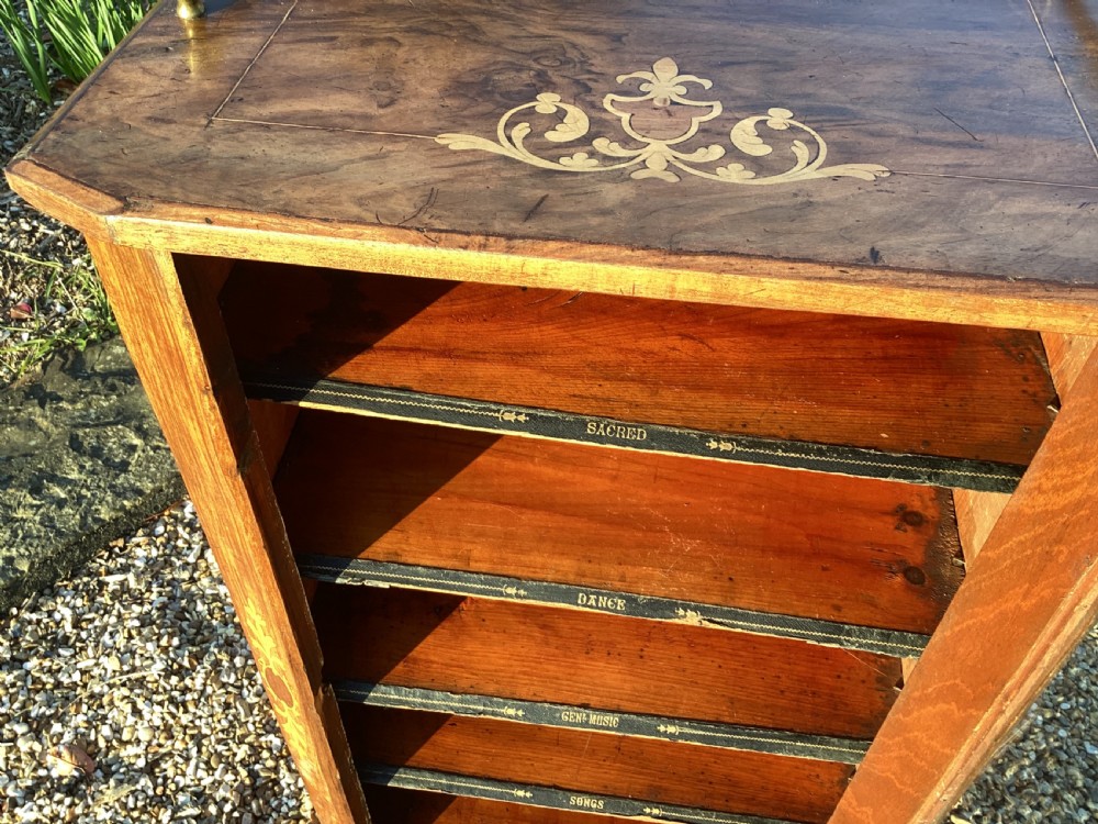 Victorian burr walnut music cabinet View IX