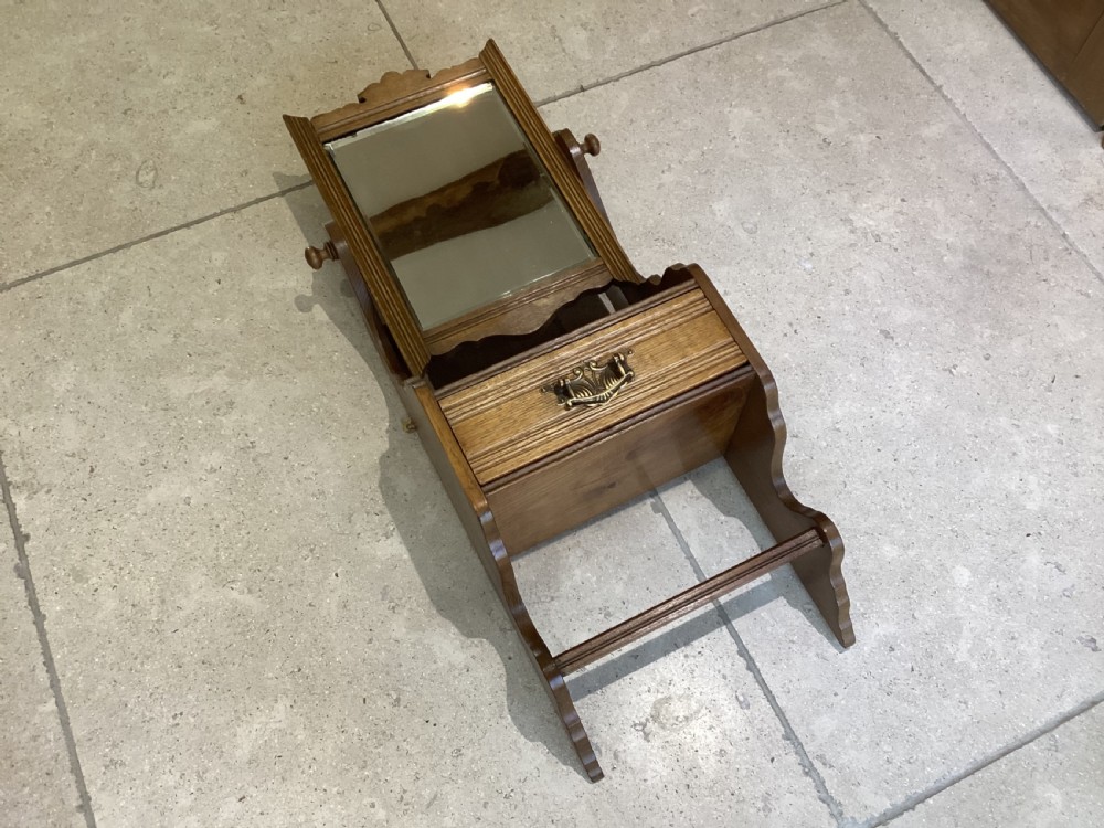 Edwardian Arts and Crafts oak vanity unit View XI