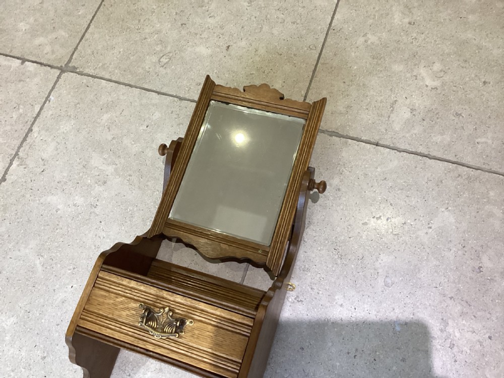 Edwardian Arts and Crafts oak vanity unit View XII