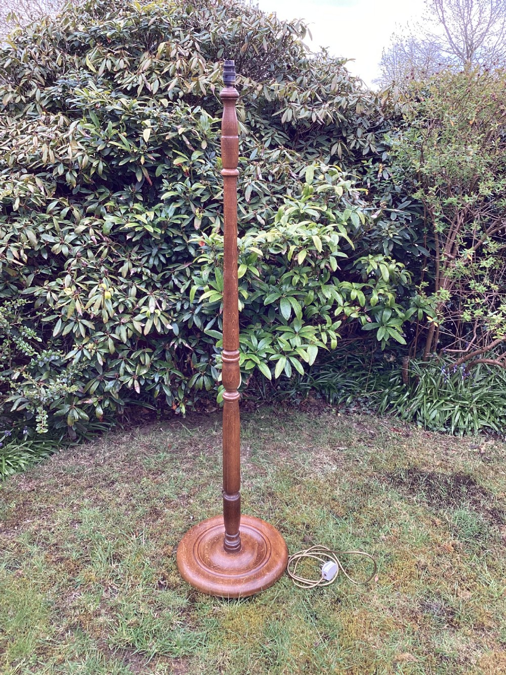 Antique oak standard lamp