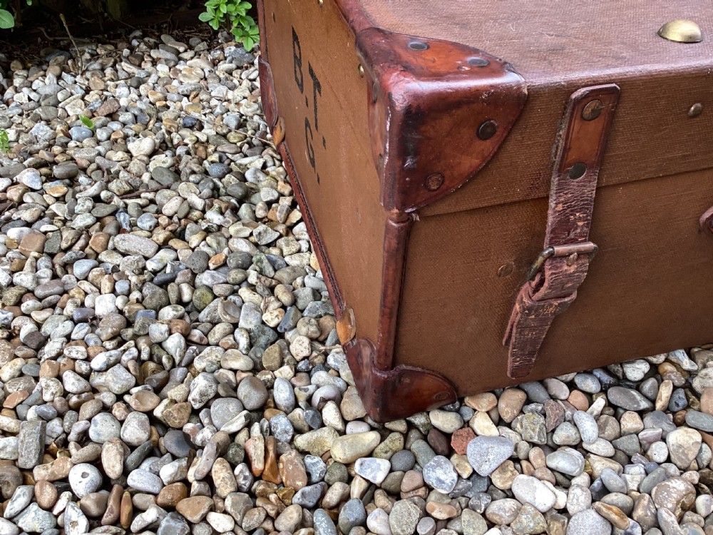 Antique Finnegans  leather and fabric travel trunk View X