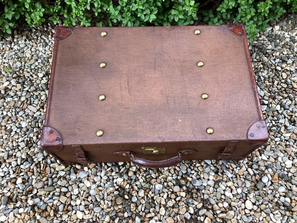 Antique Finnegans  leather and fabric travel trunk View XIII