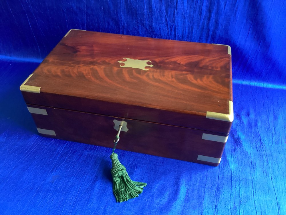 Victorian mahogany brass bound writing slope View II