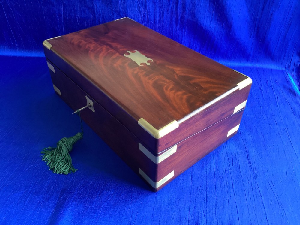 Victorian mahogany brass bound writing slope View IV