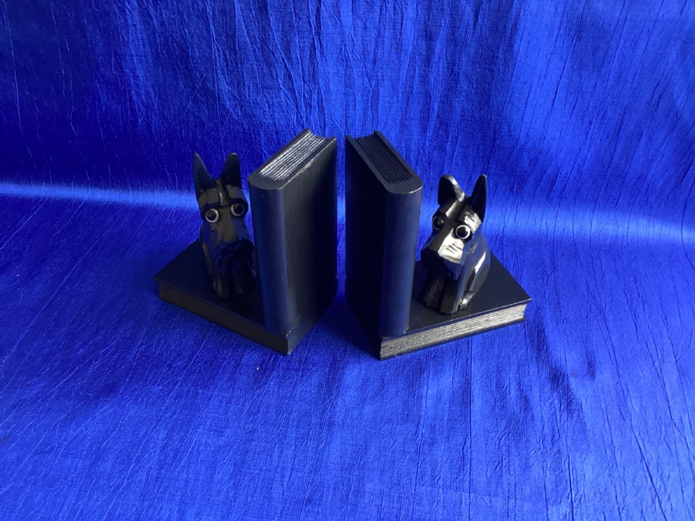 Antique Art Deco Scottie Westie book ends View II