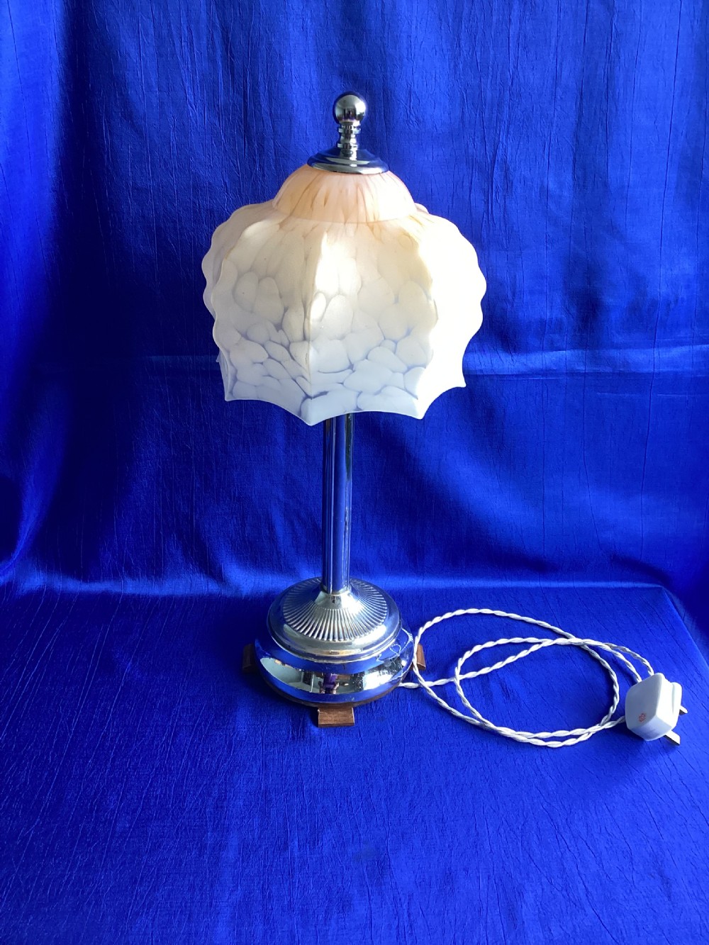Antique French Art Deco chrome table lamp