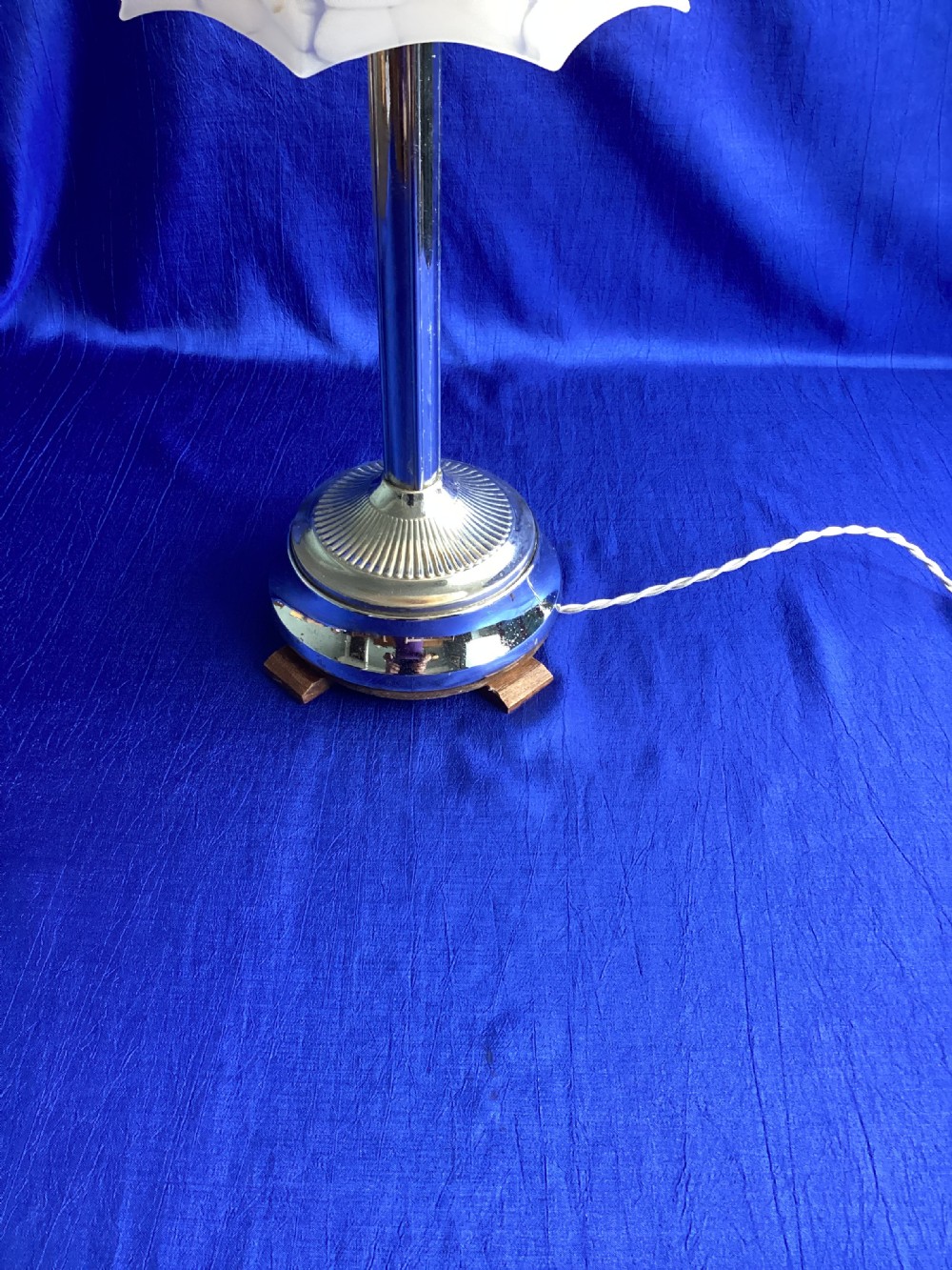 Antique French Art Deco chrome table lamp View III