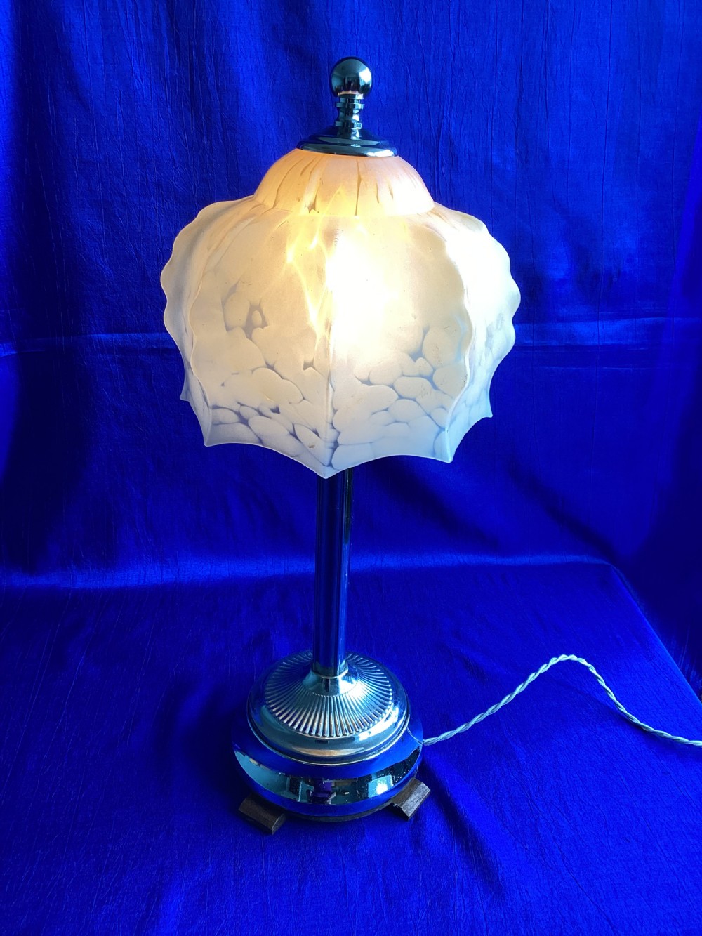 Antique French Art Deco chrome table lamp View IV