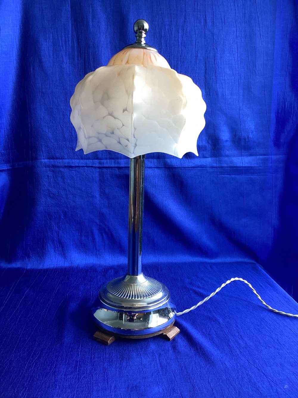 Antique French Art Deco chrome table lamp View V