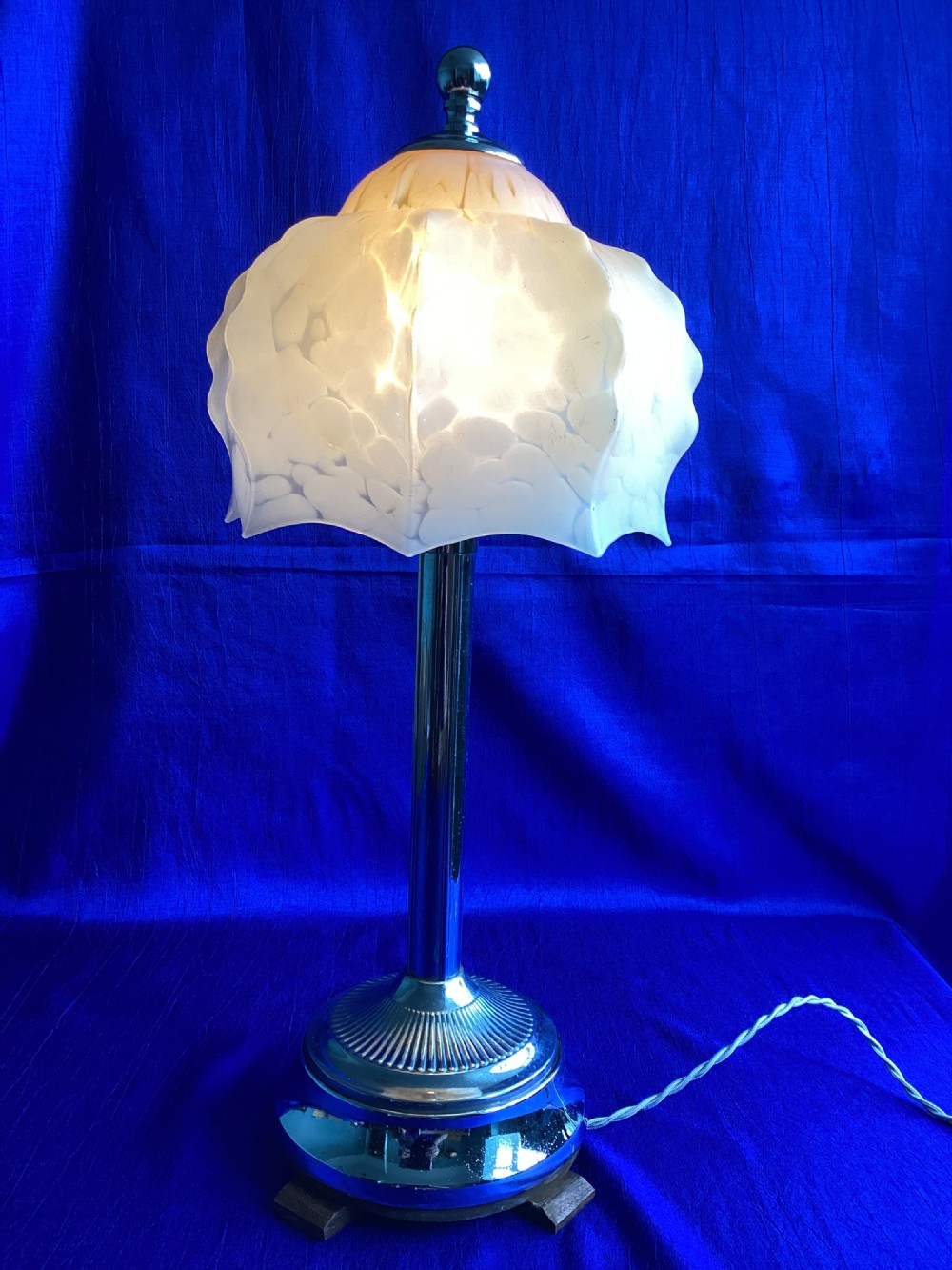 Antique French Art Deco chrome table lamp View VI