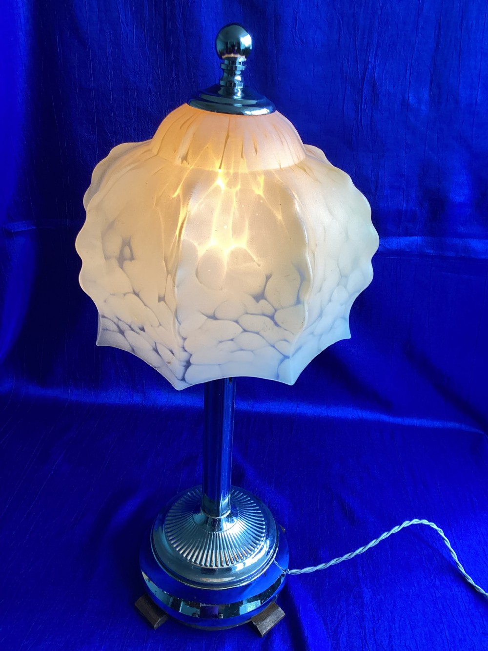 Antique French Art Deco chrome table lamp View VII